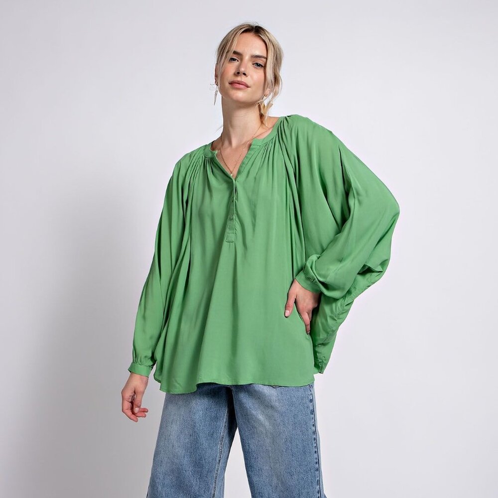 Easel NWT Slouchy Challis Fabric Dolman Sleeved Shirt
